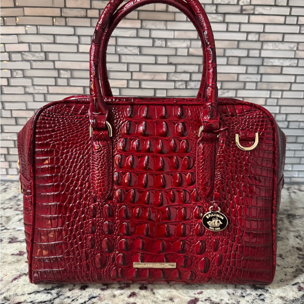 Brahmin Red Crocodile Embossed Satchel - Picture 3 of 7